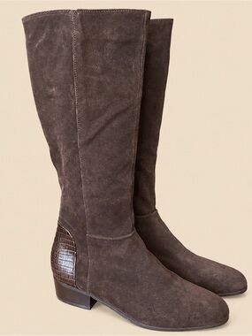 Manfield Chocolate Brown Suede Tall Boot 38 (7.5)